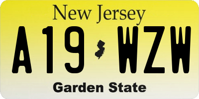 NJ license plate A19WZW