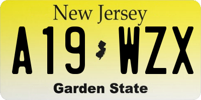 NJ license plate A19WZX