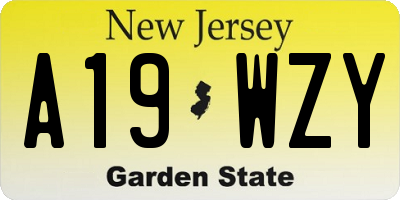 NJ license plate A19WZY