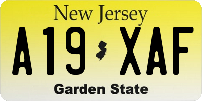 NJ license plate A19XAF