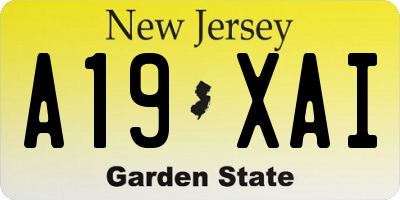 NJ license plate A19XAI
