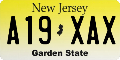NJ license plate A19XAX