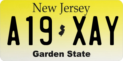 NJ license plate A19XAY
