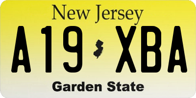 NJ license plate A19XBA