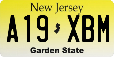 NJ license plate A19XBM