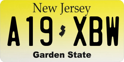 NJ license plate A19XBW