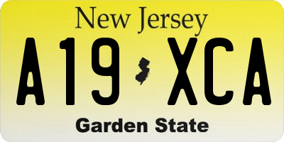 NJ license plate A19XCA