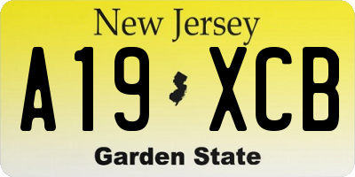 NJ license plate A19XCB