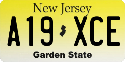 NJ license plate A19XCE