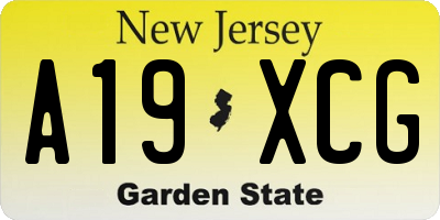 NJ license plate A19XCG