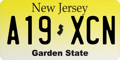 NJ license plate A19XCN
