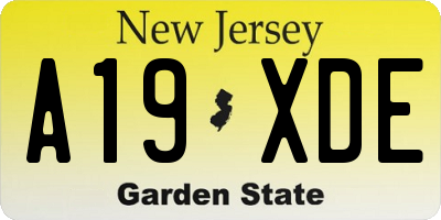 NJ license plate A19XDE