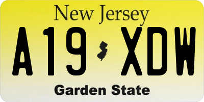 NJ license plate A19XDW