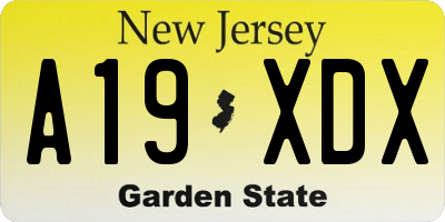 NJ license plate A19XDX