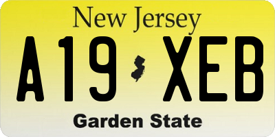 NJ license plate A19XEB