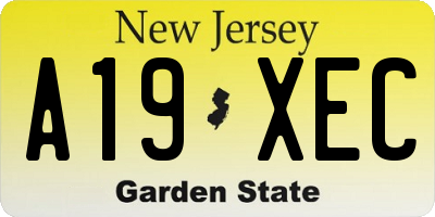 NJ license plate A19XEC