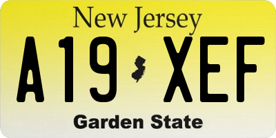 NJ license plate A19XEF