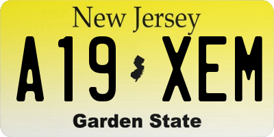 NJ license plate A19XEM