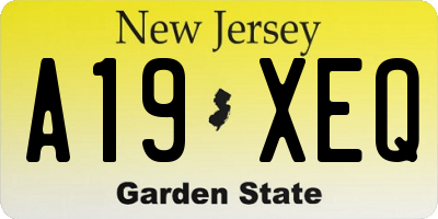 NJ license plate A19XEQ