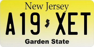 NJ license plate A19XET