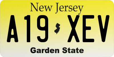 NJ license plate A19XEV