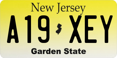 NJ license plate A19XEY