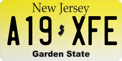 NJ license plate A19XFE