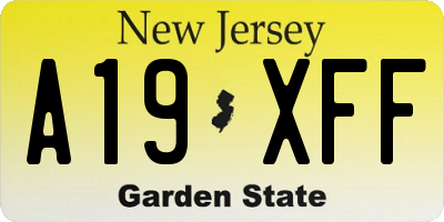 NJ license plate A19XFF