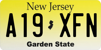 NJ license plate A19XFN