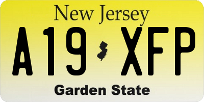 NJ license plate A19XFP