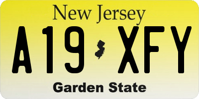 NJ license plate A19XFY