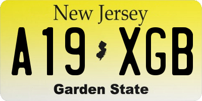 NJ license plate A19XGB