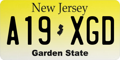 NJ license plate A19XGD