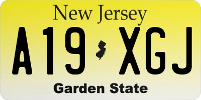 NJ license plate A19XGJ