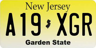 NJ license plate A19XGR