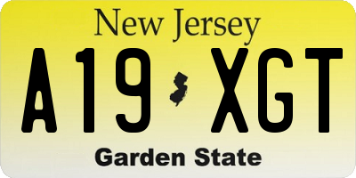 NJ license plate A19XGT