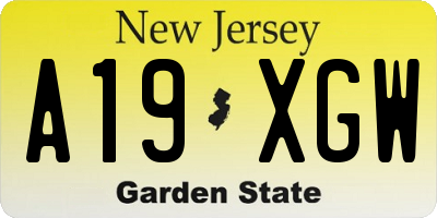 NJ license plate A19XGW