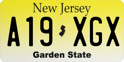 NJ license plate A19XGX