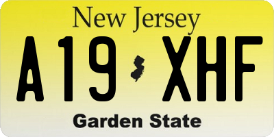 NJ license plate A19XHF