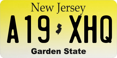 NJ license plate A19XHQ