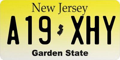 NJ license plate A19XHY
