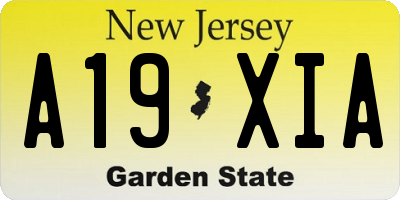 NJ license plate A19XIA