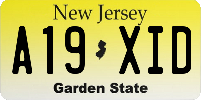 NJ license plate A19XID