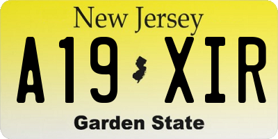 NJ license plate A19XIR