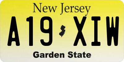 NJ license plate A19XIW