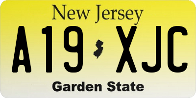 NJ license plate A19XJC