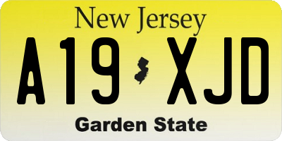 NJ license plate A19XJD