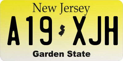 NJ license plate A19XJH