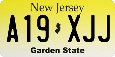 NJ license plate A19XJJ