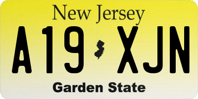 NJ license plate A19XJN